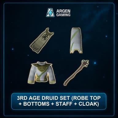 3rd age Druid Set (Robe Top + Bottoms + Staff + Cloak)